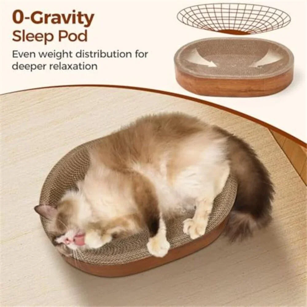 Cat Scratcher Bed Indoor Cats Cardboard Scratch Pad Oval Kitten Furniture Protec